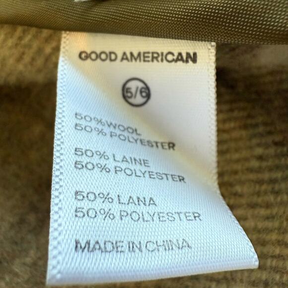 Good American Women's Shacket Size 5/6 2XL 3XL Olive Green Plaid Wool Jacket - Picture 8 of 12